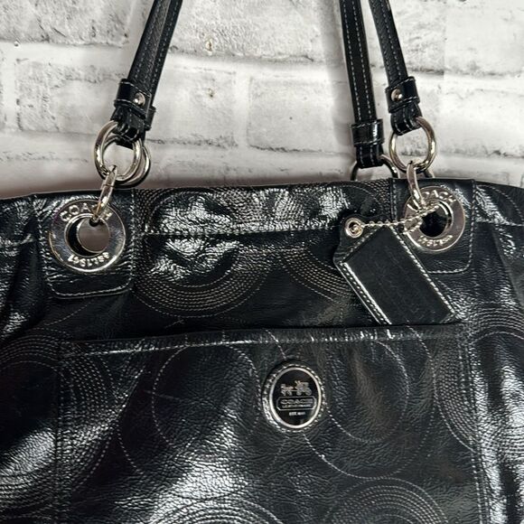 Coach Alex Signature Black Patent Leather Baby Diaper Travel Tote Bag - Picture 7 of 11